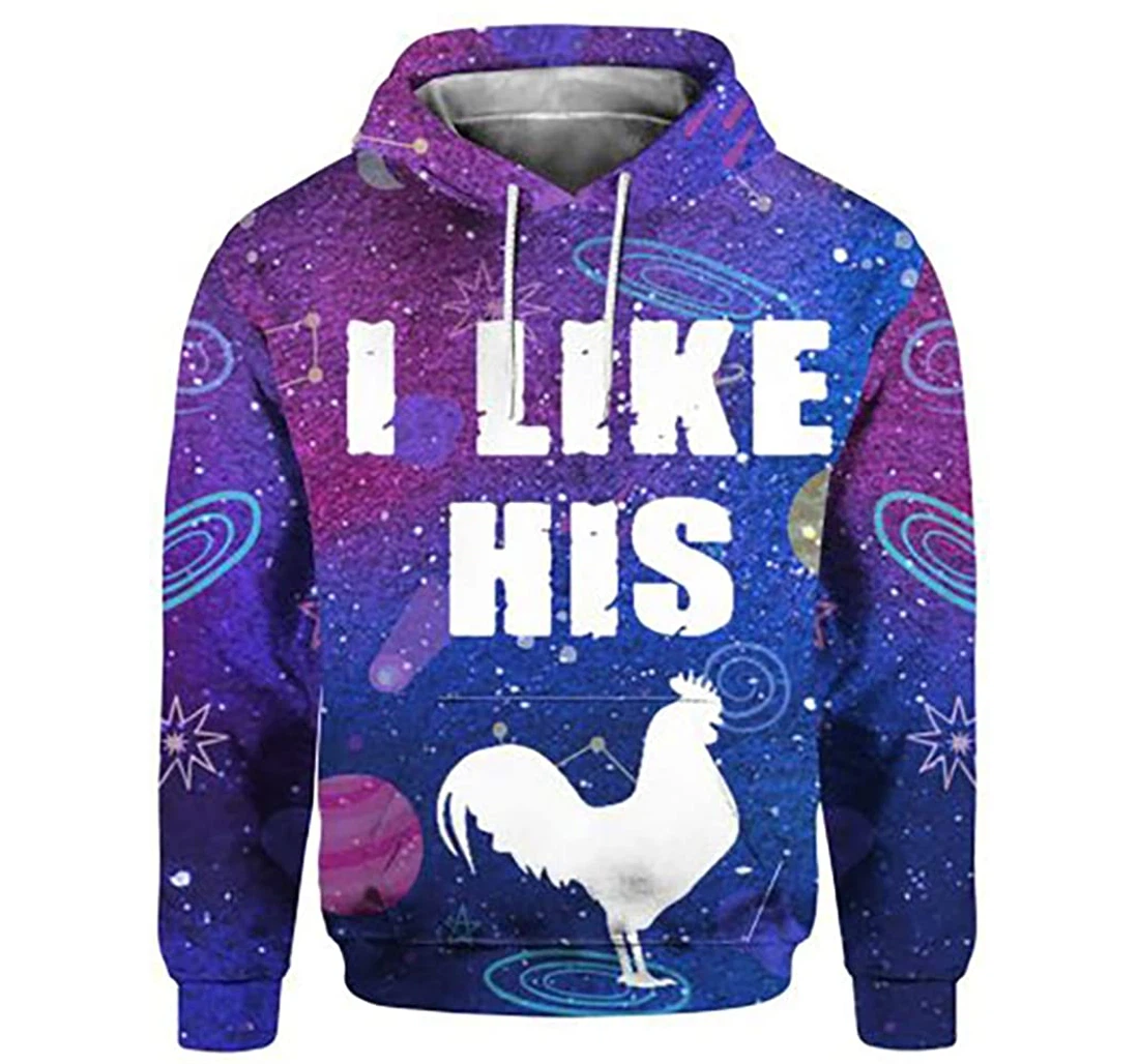 Valentine Couple I Like Her Rooster Man And Woman - 3D Printed Pullover Hoodie