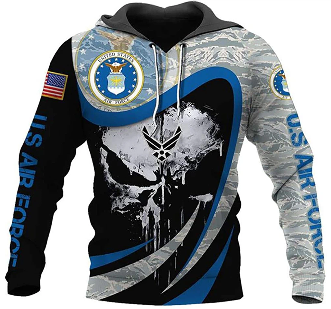 Us Army Af Blue And Camo Color Man And Woman - 3D Printed Pullover Hoodie