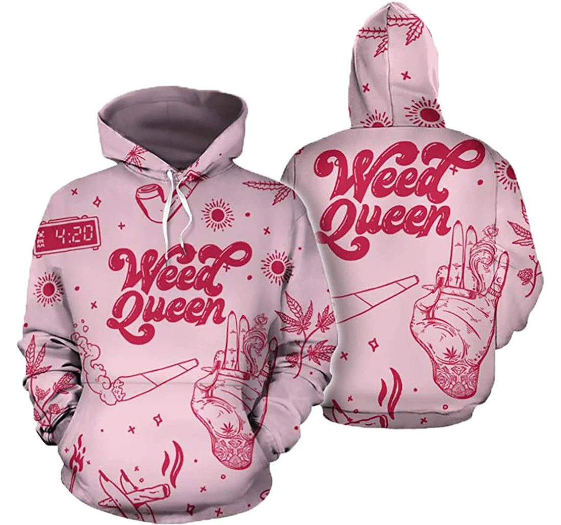 Weed Queen Pink Man And Woman - 3D Printed Pullover Hoodie