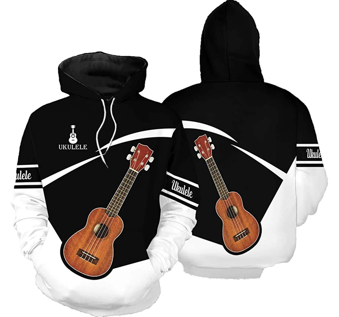 Ukulele Man And Woman - 3D Printed Pullover Hoodie