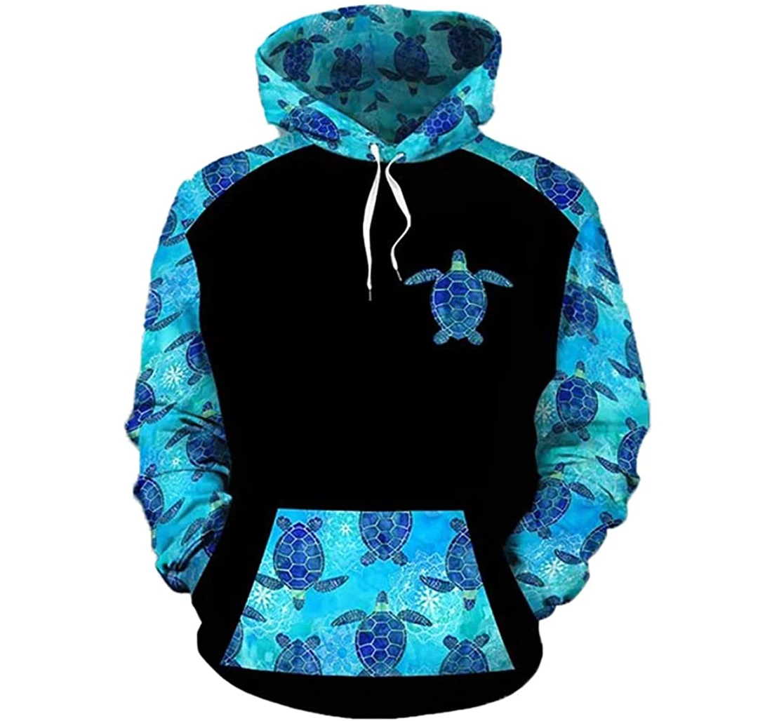 Sea Turtle Man And Woman - 3D Printed Pullover Hoodie