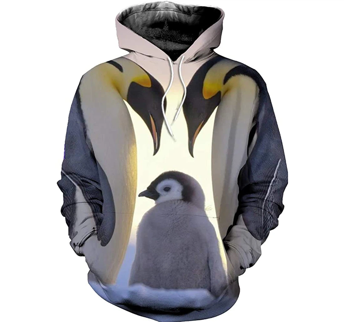 Penguines Family Man And Woman - 3D Printed Pullover Hoodie