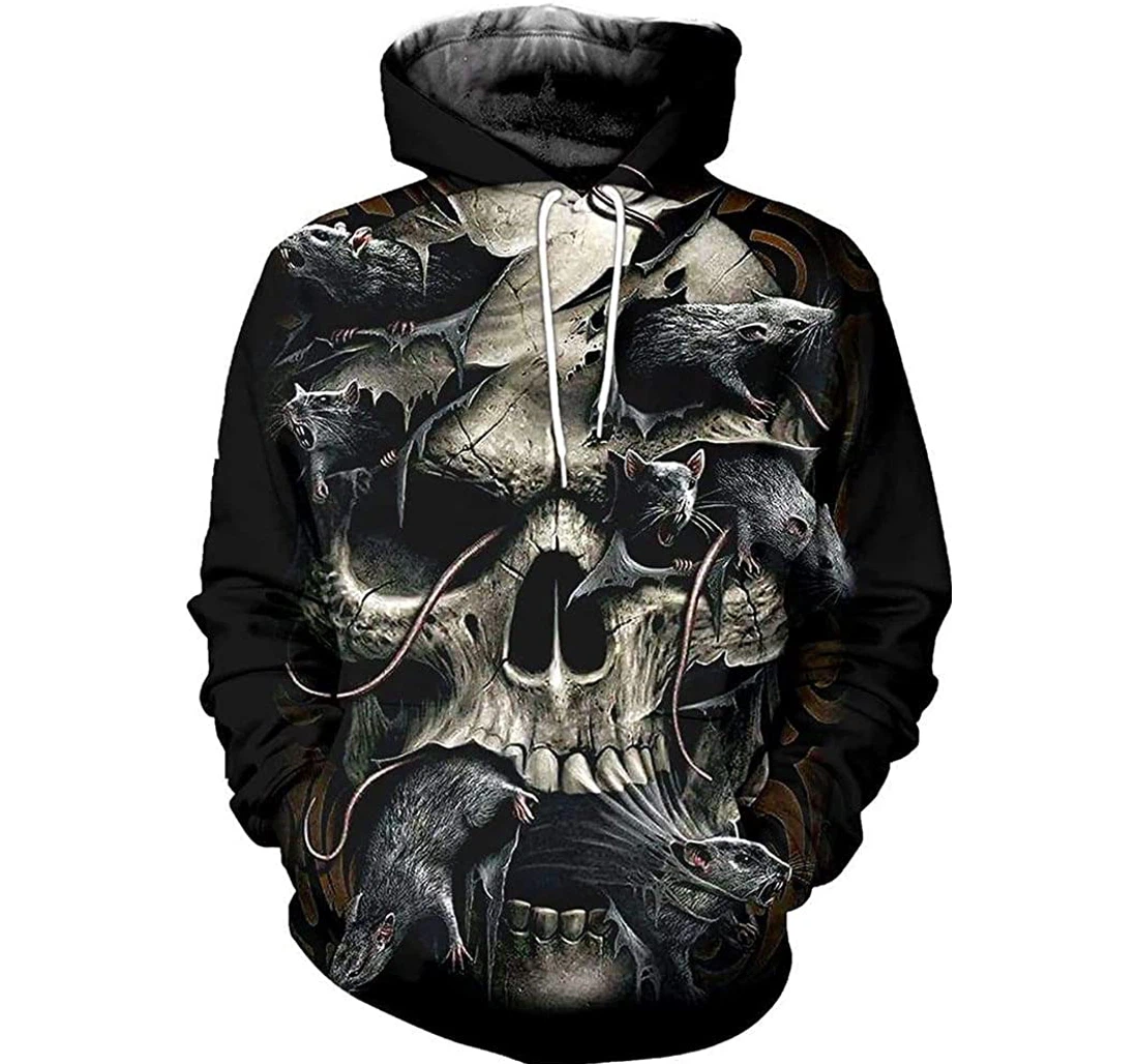 Skull Halloween Skull - 3D Printed Pullover Hoodie