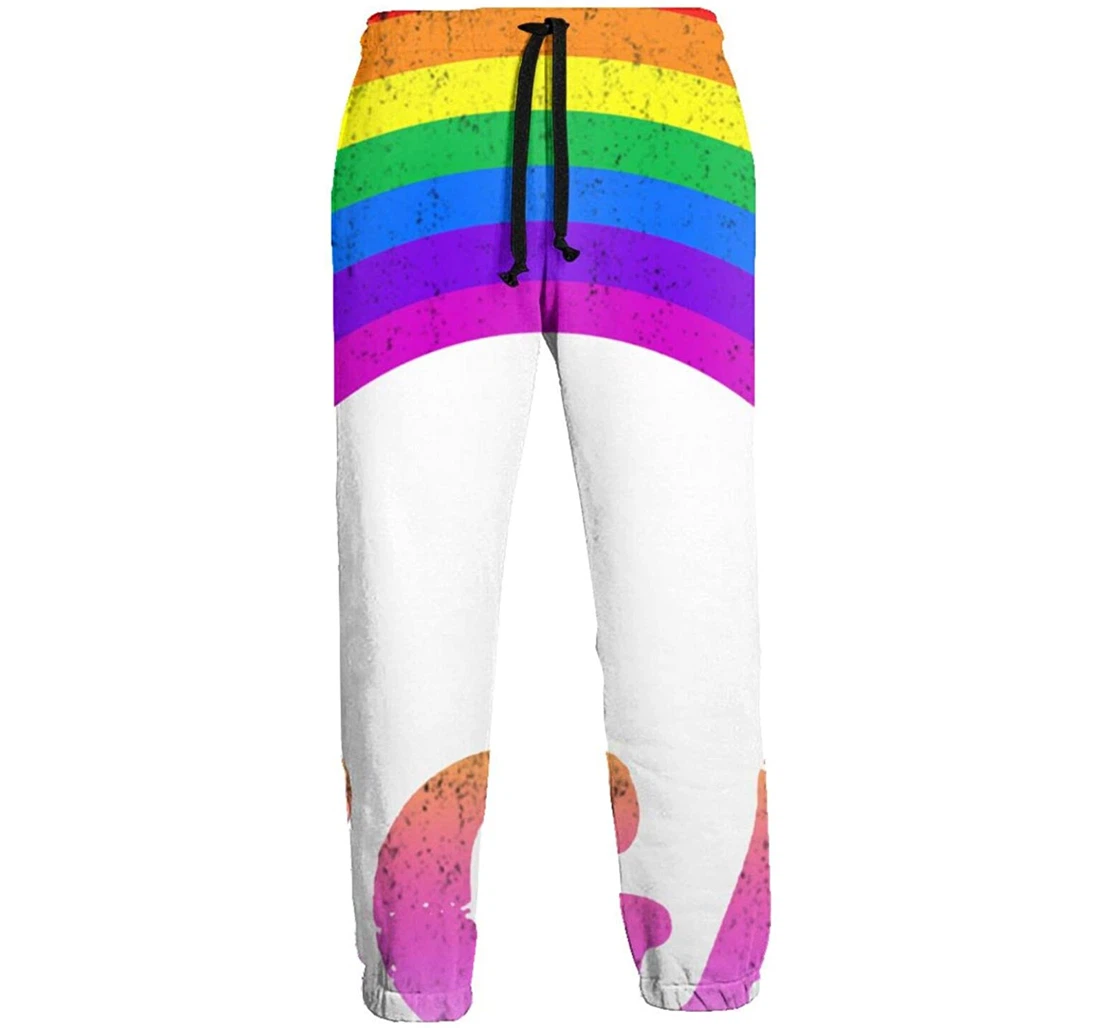 Personalized Vegan Rainbow Soft Pant Waist Sweatpants, Joggers Pants With Drawstring For Men, Women