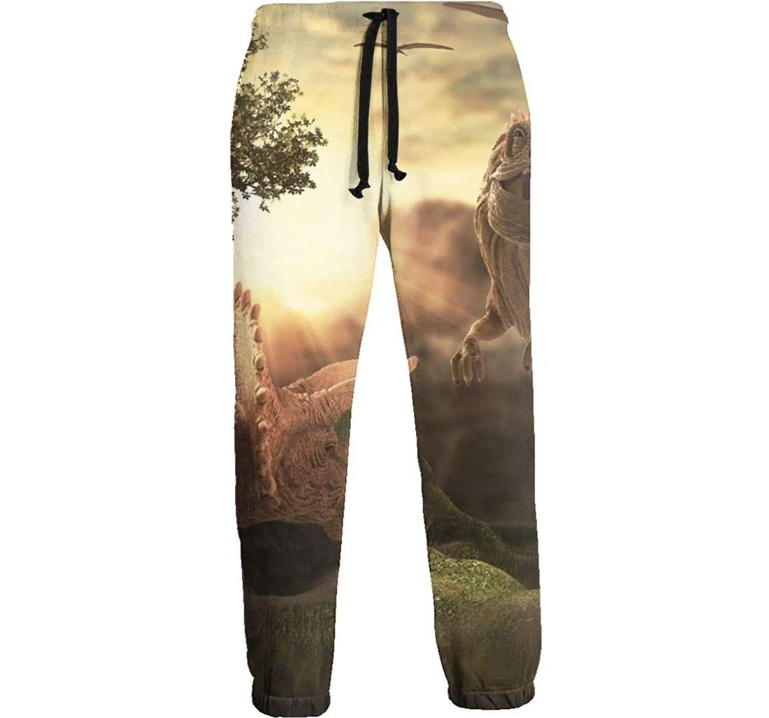 Personalized The Dinosaurs Are Fighting Graphic Lightweight Comfortable Sweatpants, Joggers Pants With Drawstring For Men, Women