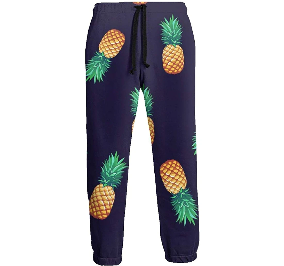Personalized Pineapple Swedish Flag Casual Sweatpants, Joggers Pants With Drawstring For Men, Women