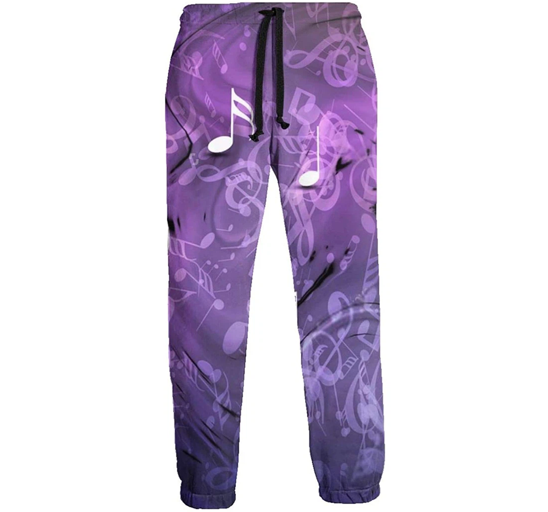 Personalized Notes On A Purple Background Sweat Hip Hop Garment Spring Sweatpants, Joggers Pants With Drawstring For Men, Women
