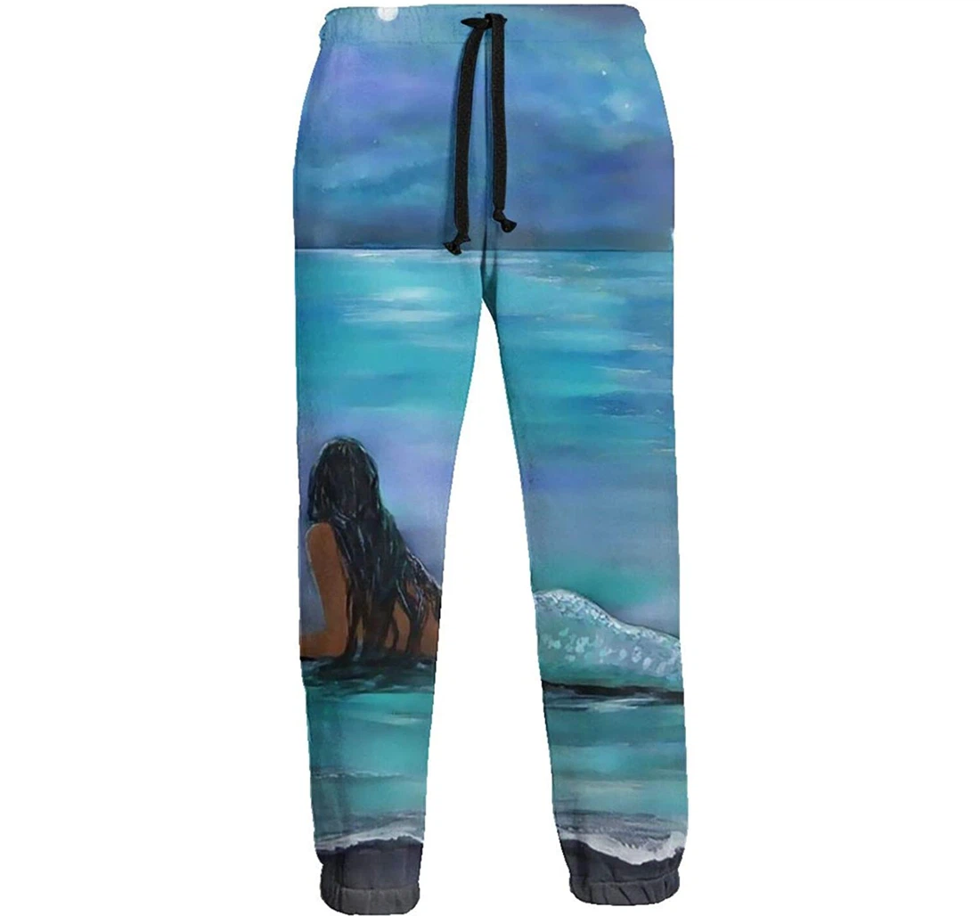 Personalized The Mermaid On Her Stomach Graphic Lightweight Comfortable Sweatpants, Joggers Pants With Drawstring For Men, Women