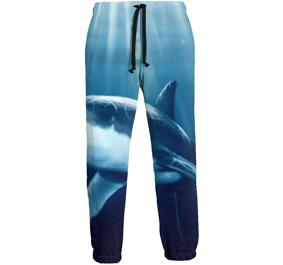 Personalized Shark Under The Sea Graphic Lightweight Comfortable Sweatpants, Joggers Pants With Drawstring For Men, Women