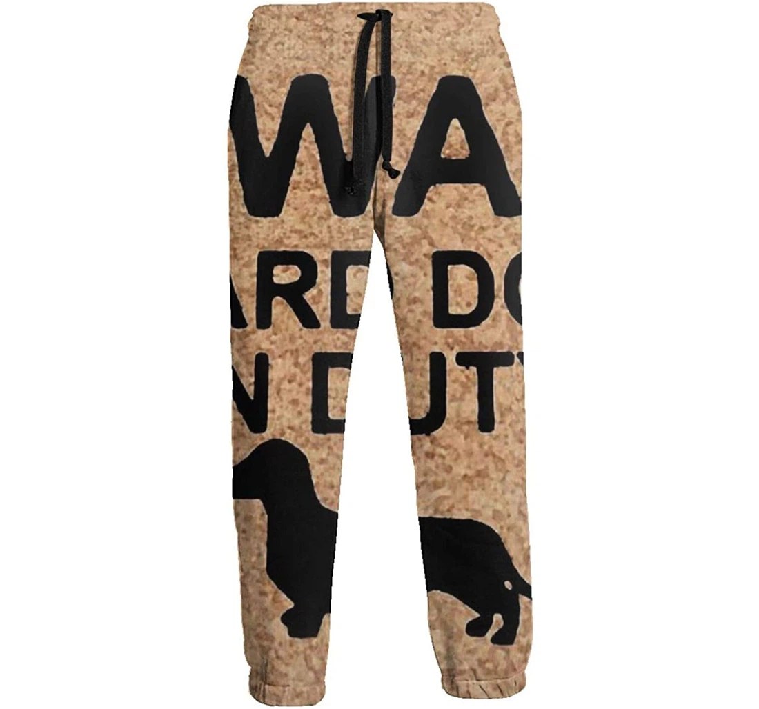 Personalized Dachshund On Duty Graphic Lightweight Comfortable Sweatpants, Joggers Pants With Drawstring For Men, Women