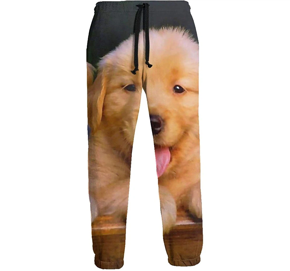 Personalized Golden Retriever Puppy Sweat Hip Hop Garment Spring Sweatpants, Joggers Pants With Drawstring For Men, Women