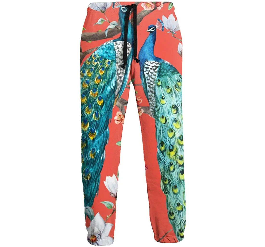 Personalized The Peacock On The Branch Casual Sweatpants, Joggers Pants With Drawstring For Men, Women