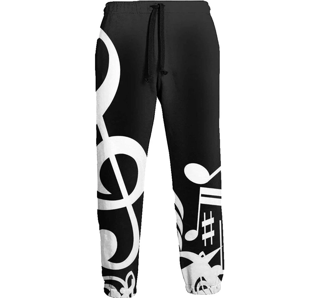 Personalized White Notes. Digital Graphric Cool Casual Sweatpants, Joggers Pants With Drawstring For Men, Women