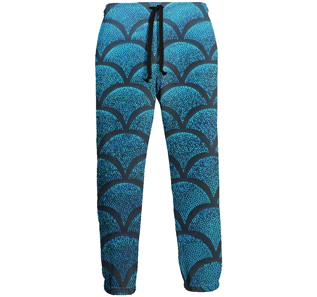 Personalized Mermaid Scales Swedish Flag Casual Sweatpants, Joggers Pants With Drawstring For Men, Women