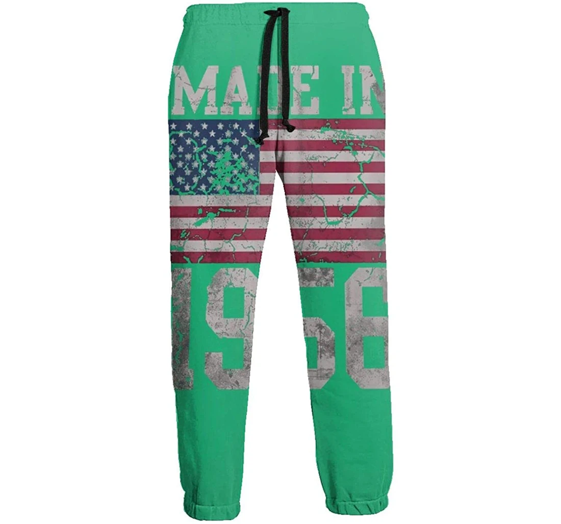 Personalized Made In 1956 Sweat Hip Hop Garment Spring Sweatpants, Joggers Pants With Drawstring For Men, Women