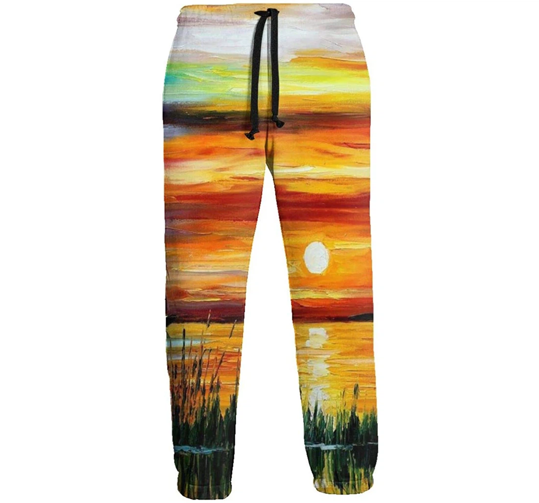 Personalized A Fascinating Sunset Swedish Flag Casual Sweatpants, Joggers Pants With Drawstring For Men, Women
