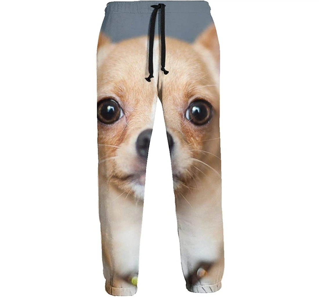 Personalized Chihuahua Graphic Funny Casual Sweatpants, Joggers Pants With Drawstring For Men, Women