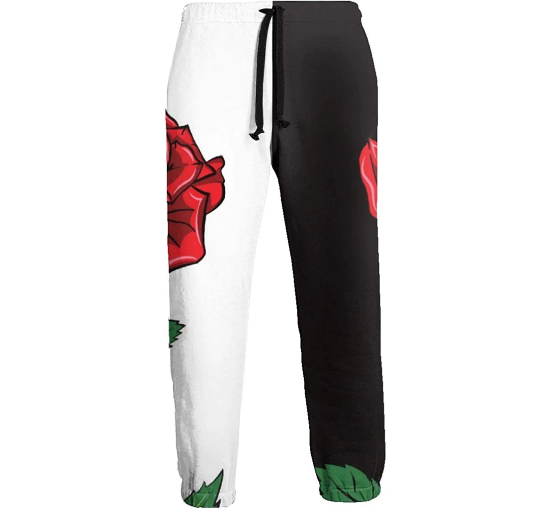 Personalized Two Roses Graphic Lightweight Comfortable Sweatpants, Joggers Pants With Drawstring For Men, Women