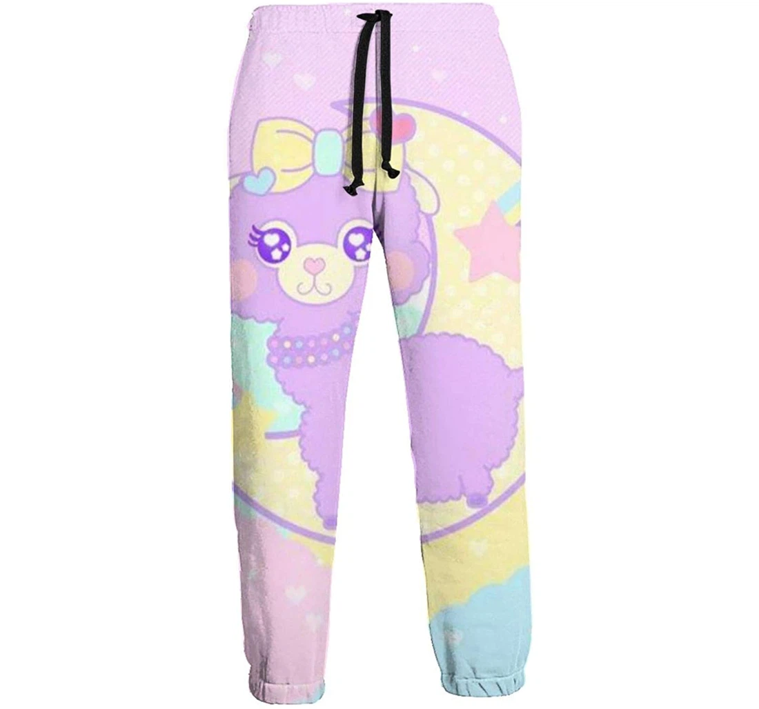 Personalized Cute Pink Llama Digital Graphric Cool Casual Sweatpants, Joggers Pants With Drawstring For Men, Women
