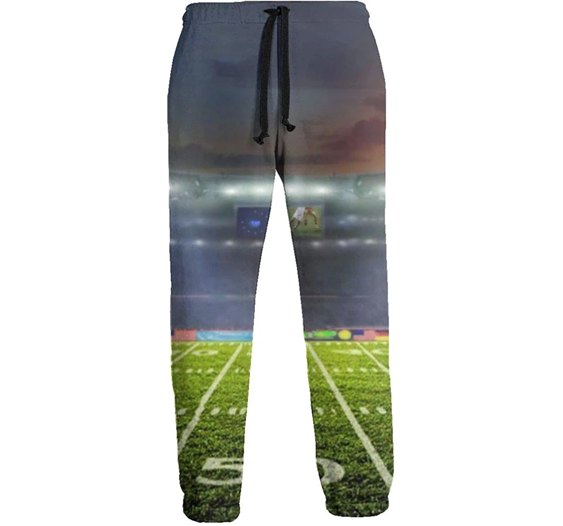 Personalized Football Stadium Graphic Lightweight Comfortable Sweatpants, Joggers Pants With Drawstring For Men, Women