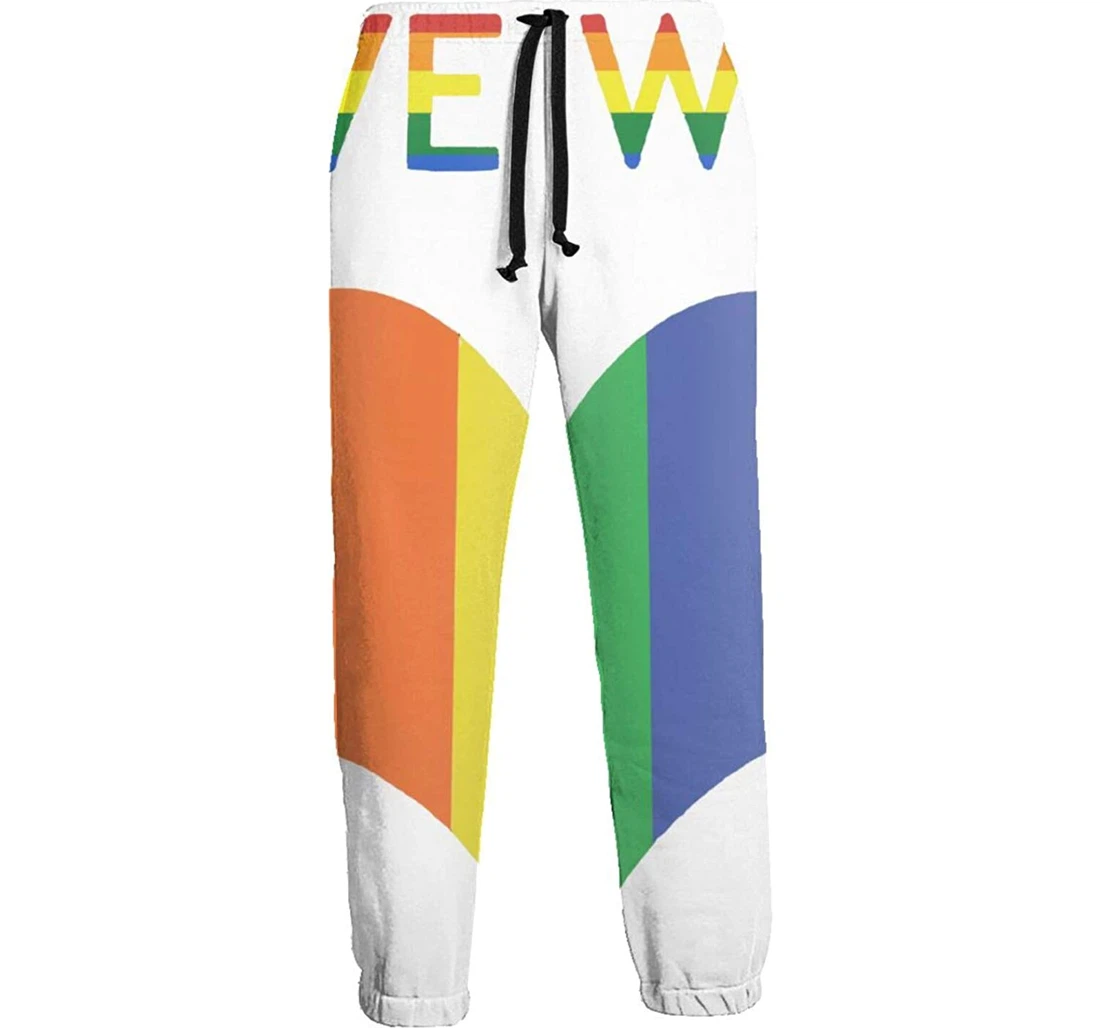 Personalized Love Wins Heart Rainbow Graphic Lightweight Comfortable Sweatpants, Joggers Pants With Drawstring For Men, Women