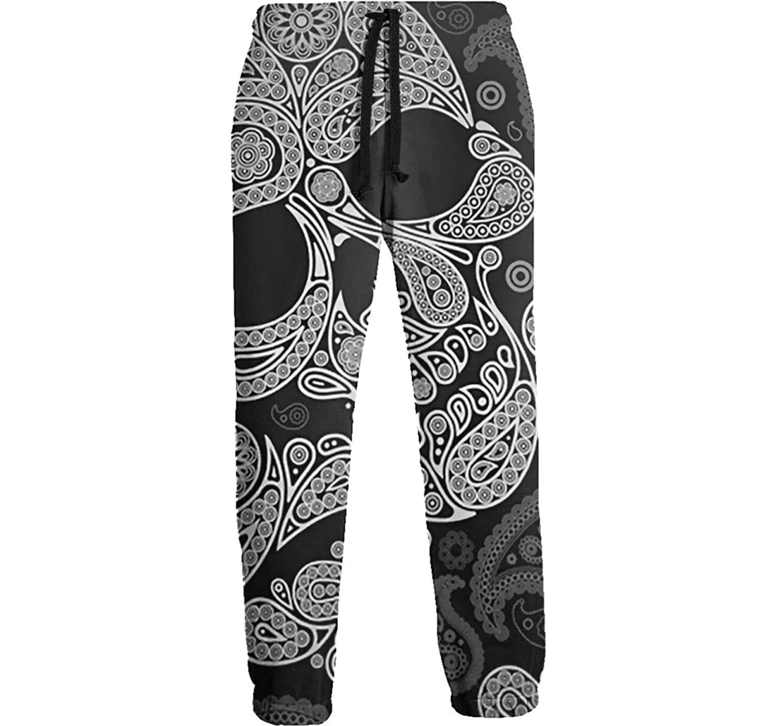 Personalized The Skull Pattern Sweat Hip Hop Garment Spring Sweatpants, Joggers Pants With Drawstring For Men, Women