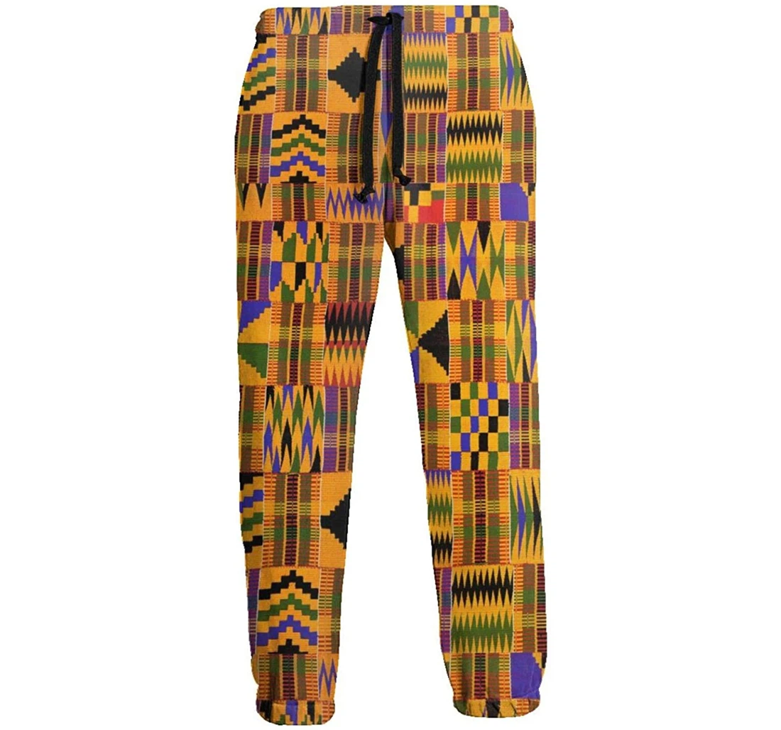 Personalized Kente Cloth Weaving Sweat Hip Hop Garment Spring Sweatpants, Joggers Pants With Drawstring For Men, Women