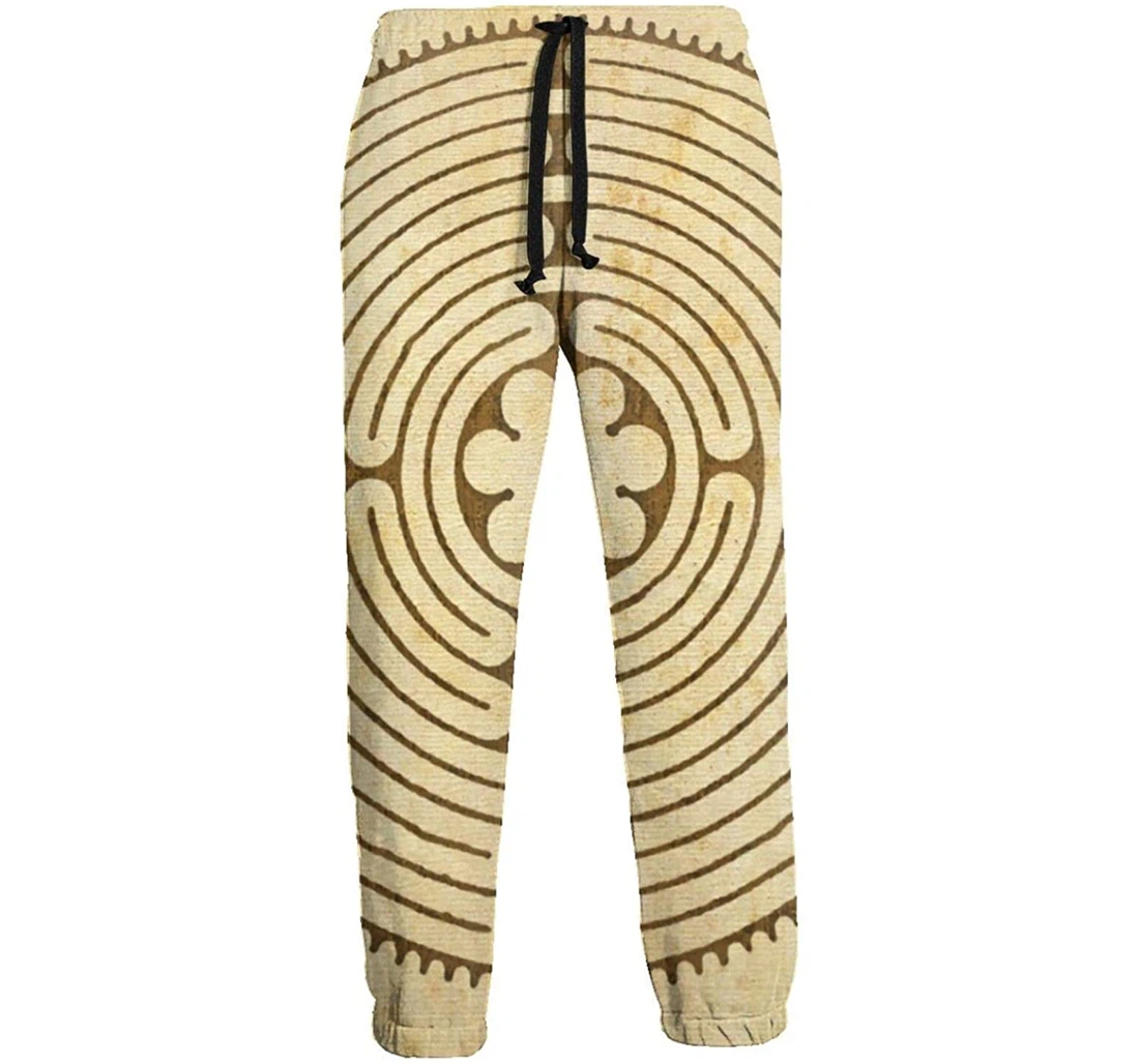 Personalized Antique Labyrinth 1 Swedish Flag Casual Sweatpants, Joggers Pants With Drawstring For Men, Women
