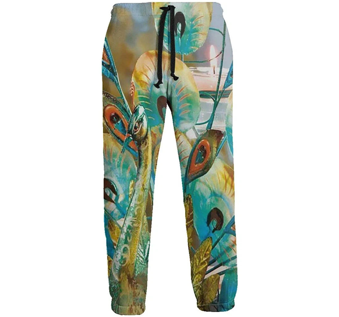 Personalized Peacock Art Digital Graphric Cool Casual Sweatpants, Joggers Pants With Drawstring For Men, Women
