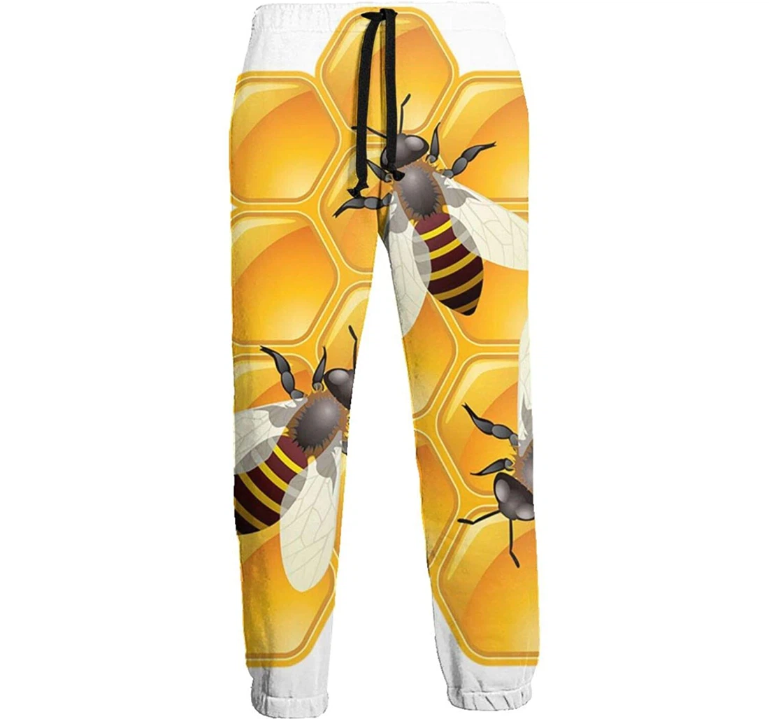 Personalized Bees And Hives Graphic Lightweight Comfortable Sweatpants, Joggers Pants With Drawstring For Men, Women