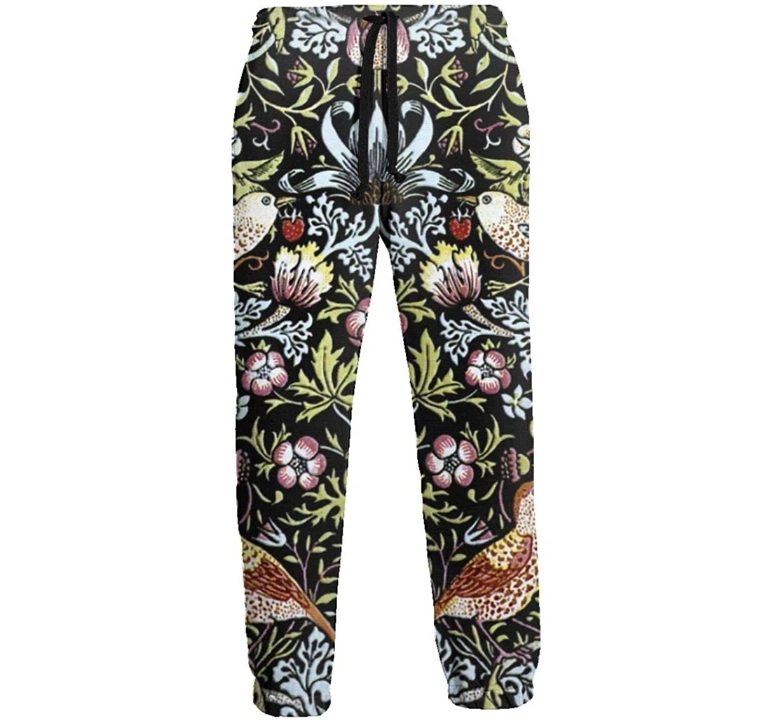 Personalized Flowers And Birds Graphic Lightweight Comfortable Sweatpants, Joggers Pants With Drawstring For Men, Women