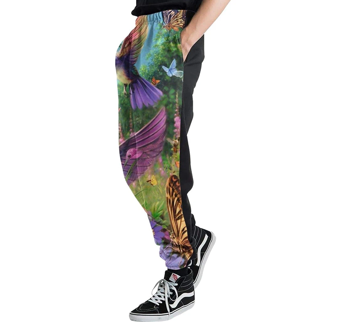 Personalized Hummingbird Graphic Lightweight Comfortable Sweatpants, Joggers Pants With Drawstring For Men, Women