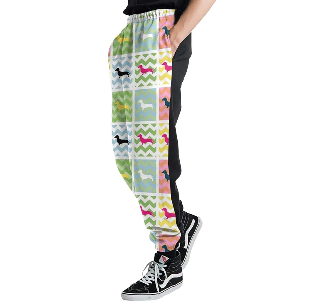 Personalized Dachshund Sweat Hip Hop Garment Spring Sweatpants, Joggers Pants With Drawstring For Men, Women