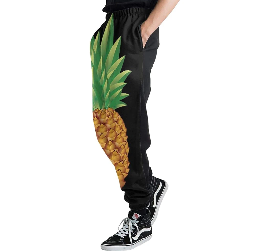 Personalized Cartton Pineapple Digital Graphric Cool Casual Sweatpants, Joggers Pants With Drawstring For Men, Women