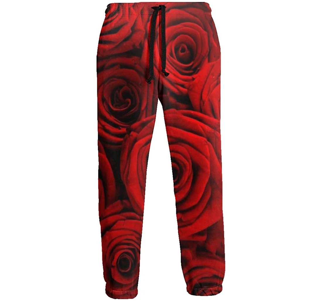 Personalized Roses Digital Graphric Cool Casual Sweatpants, Joggers Pants With Drawstring For Men, Women