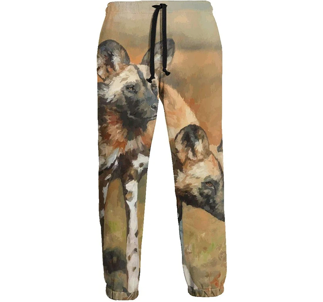 Personalized African Wild Dogs Casual Sweatpants, Joggers Pants With Drawstring For Men, Women