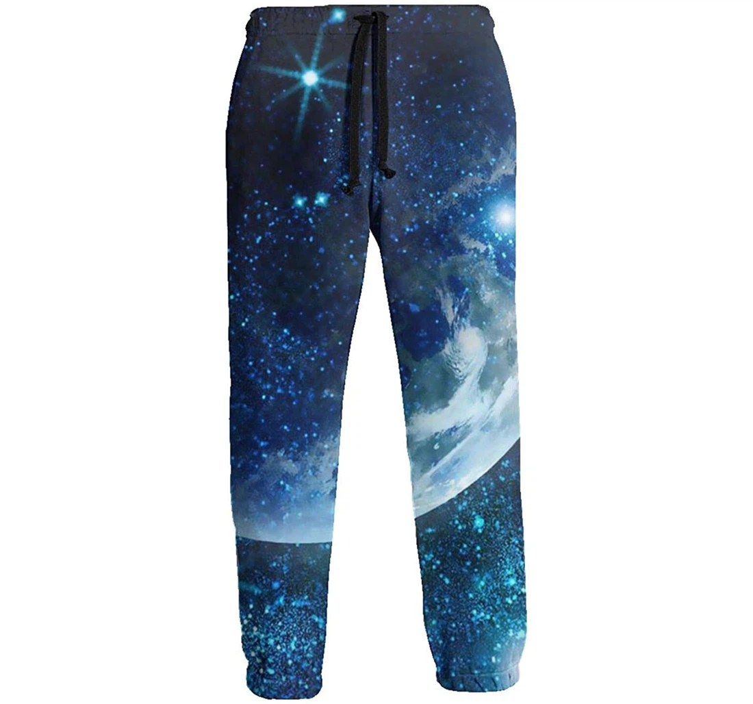 Personalized Galaxy Moon Soft Pant Waist Sweatpants, Joggers Pants With Drawstring For Men, Women