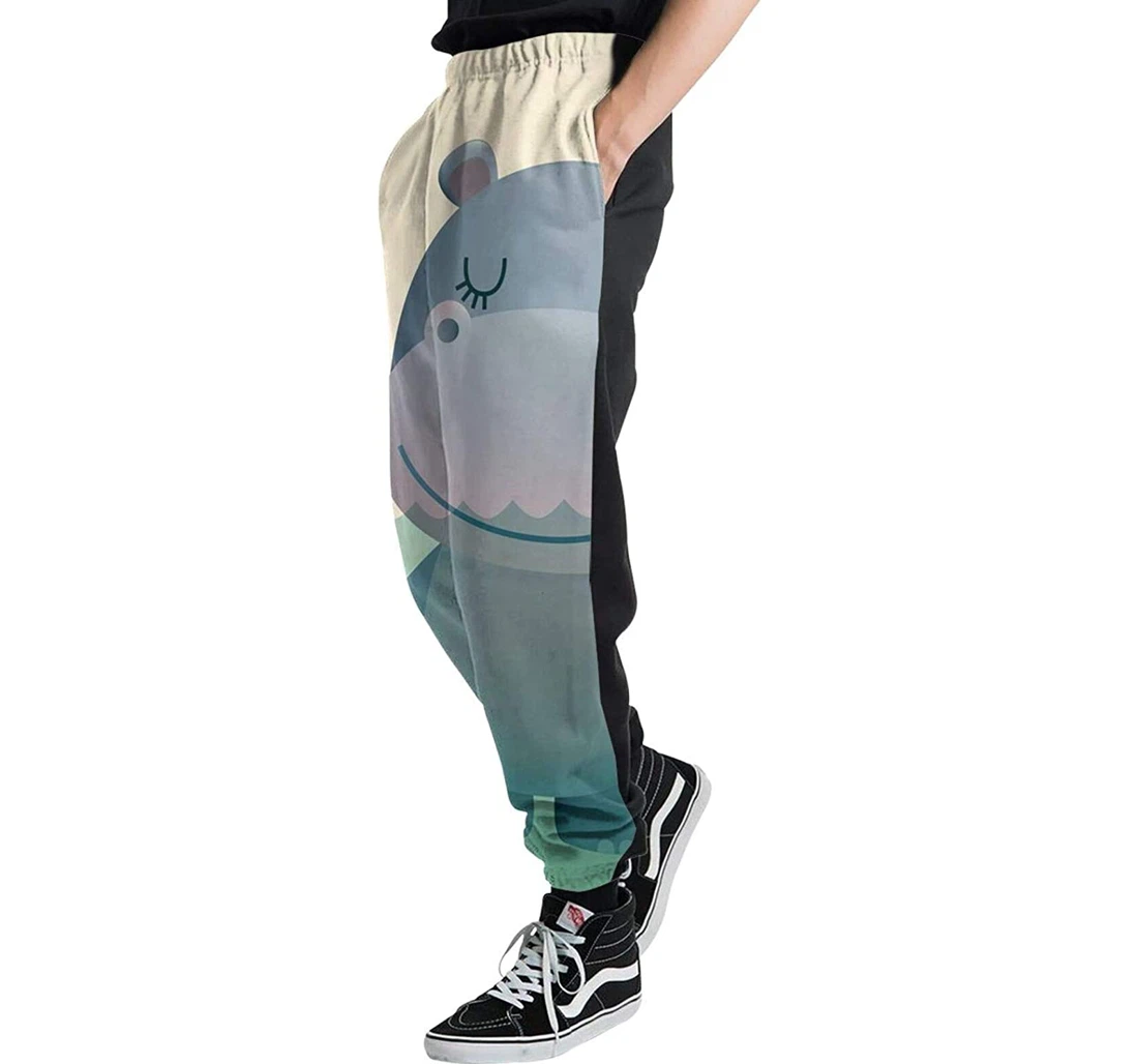 Personalized Mother And Baby Hippo Casual Sweatpants, Joggers Pants With Drawstring For Men, Women