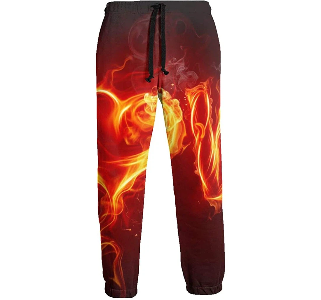 Personalized Fire Love Sweat Hip Hop Garment Spring Sweatpants, Joggers Pants With Drawstring For Men, Women