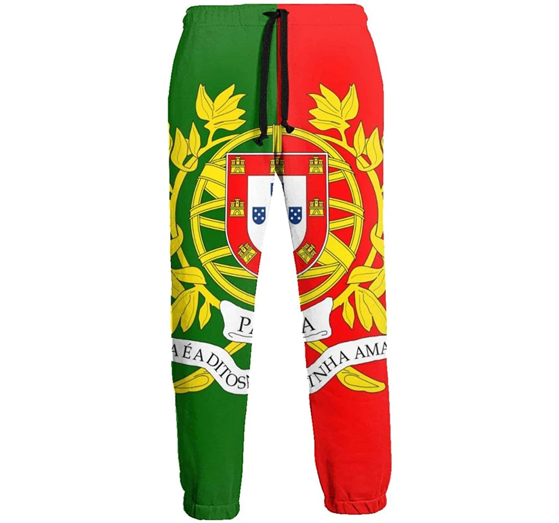 Personalized Flag Of Portugal Sweat Hip Hop Garment Spring Sweatpants, Joggers Pants With Drawstring For Men, Women