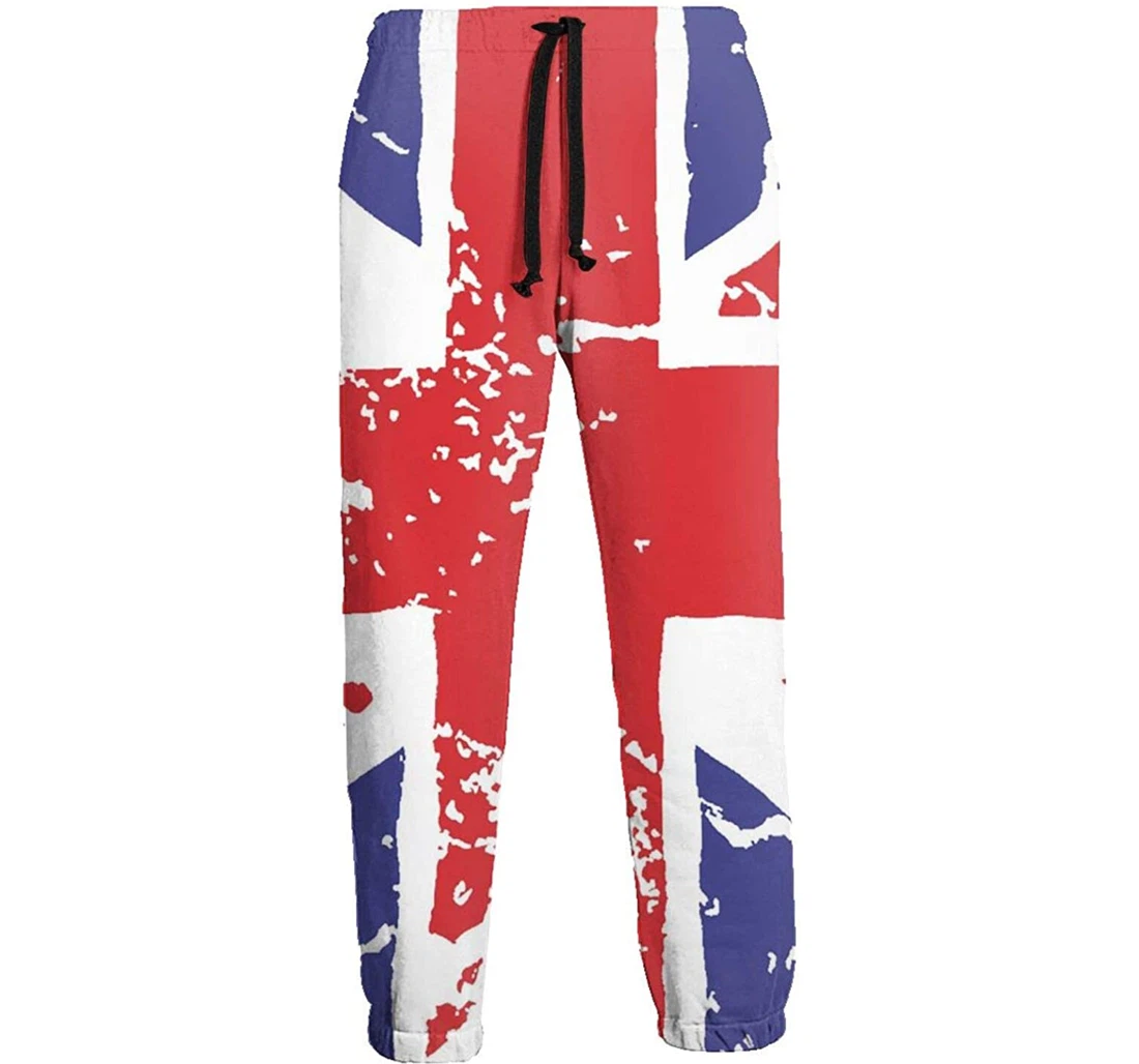 Personalized England Flag Graphic Funny Casual Sweatpants, Joggers Pants With Drawstring For Men, Women