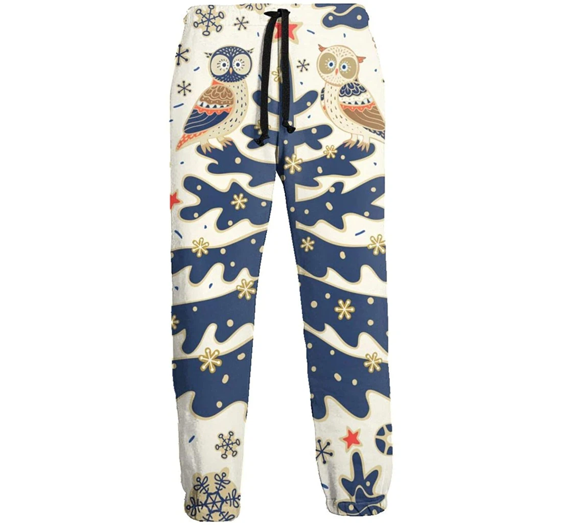 Personalized Owls On The Tree Soft Pant Waist Sweatpants, Joggers Pants With Drawstring For Men, Women