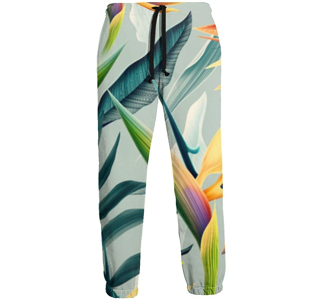 Personalized Colorful Leaves And Flowers Casual Sweatpants, Joggers Pants With Drawstring For Men, Women