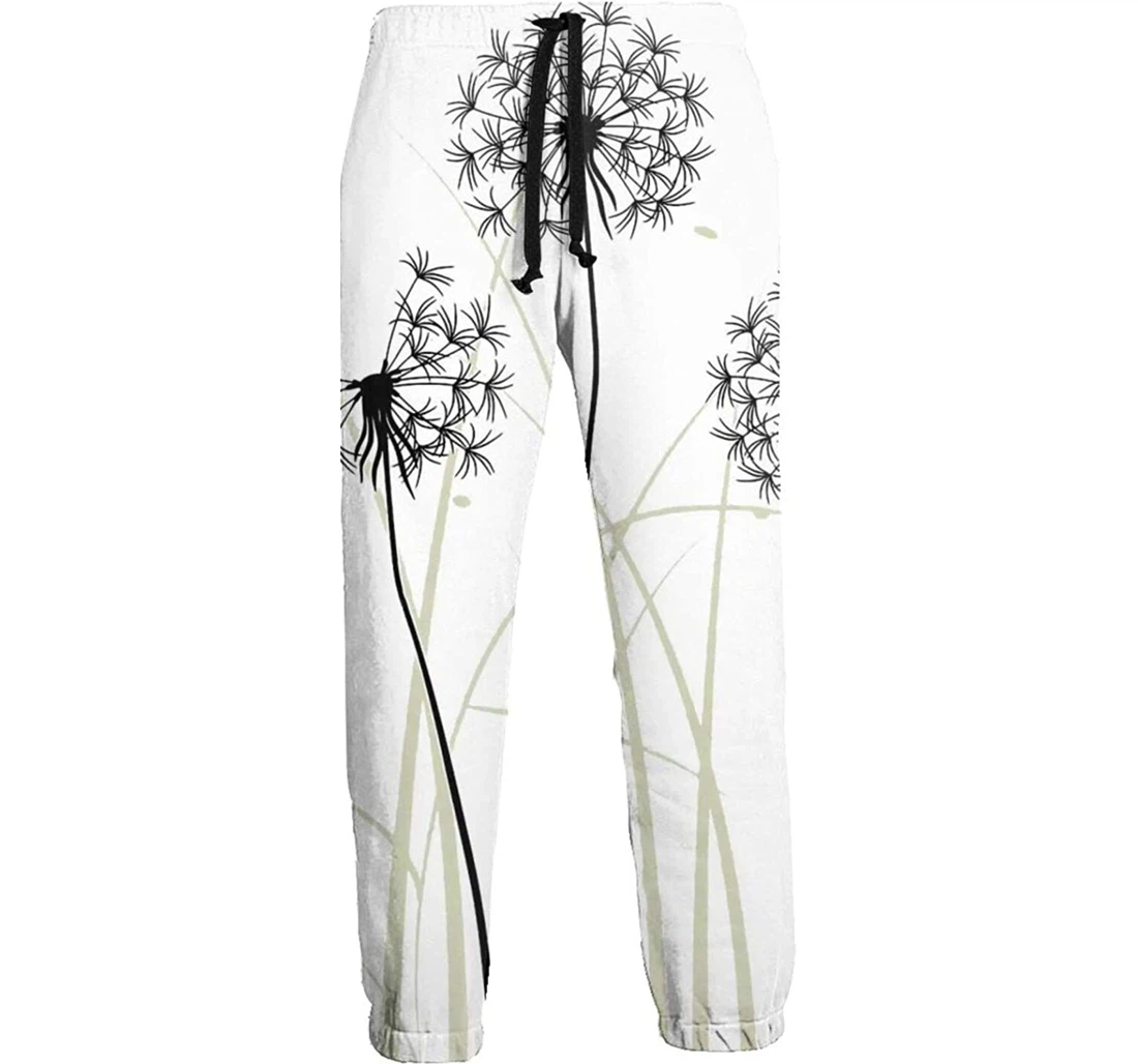 Personalized The Black Dandelion Digital Graphric Cool Casual Sweatpants, Joggers Pants With Drawstring For Men, Women
