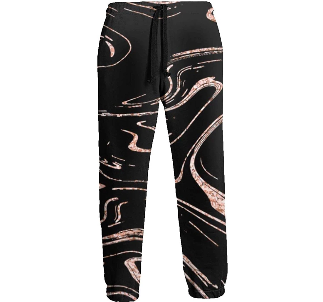 Personalized Marble Rose Gold Marbling Texture Graphic Funny Casual Sweatpants, Joggers Pants With Drawstring For Men, Women
