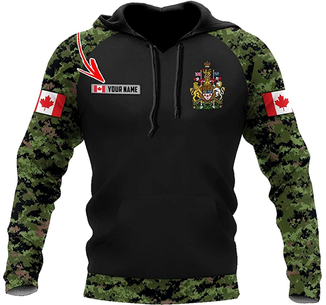 Personalized Name Canada Coat Of Arms Camoflage - 3D Printed Pullover Hoodie