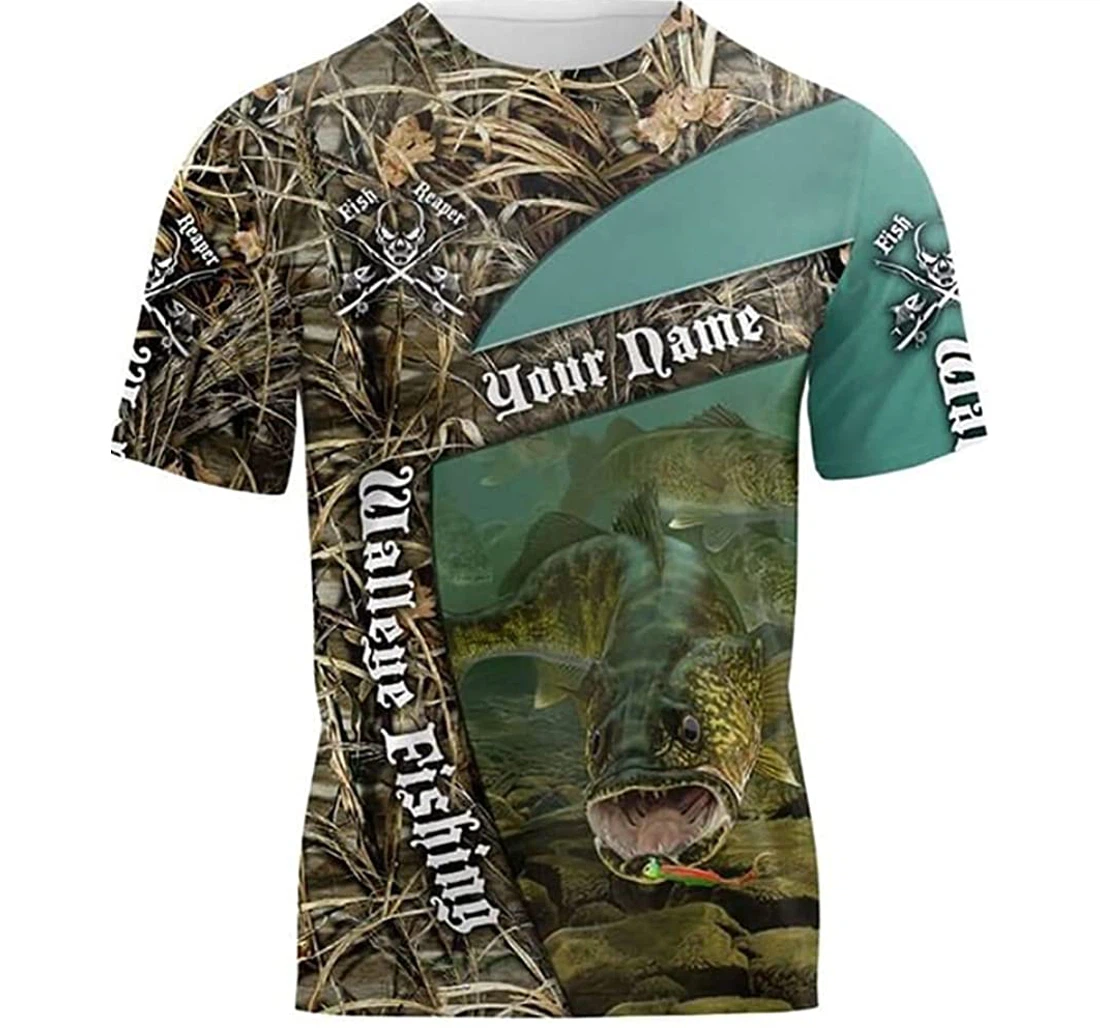 Personalized Name Walley Fishing Camo Included - 3D Printed T-shirt