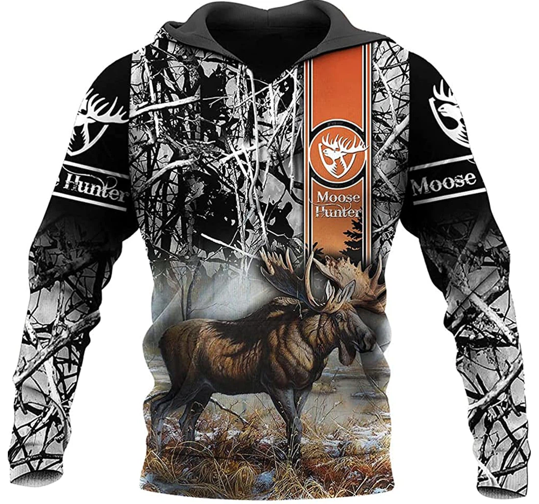 Beautiful Moose Hunter Camo Included - 3D Printed Pullover Hoodie