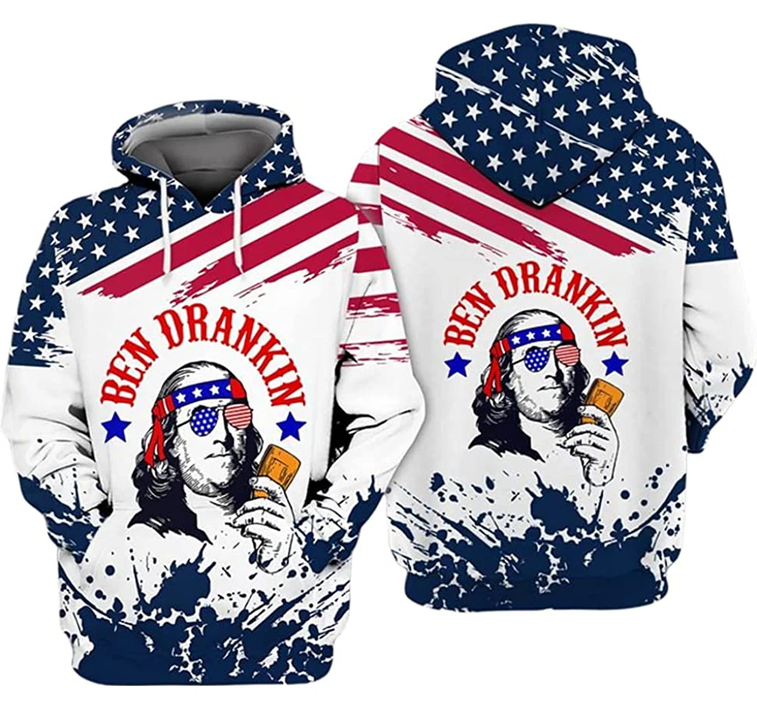 Ben Drankin And Wine Independence Day Included - 3D Printed Pullover Hoodie