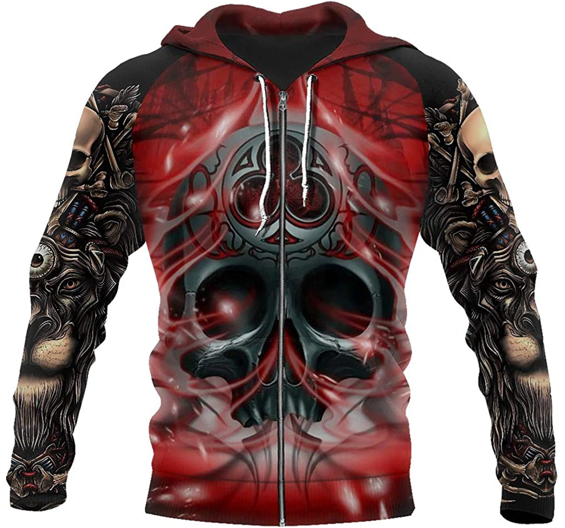 Skull With Love Man And Woman - 3D Printed Pullover Hoodie